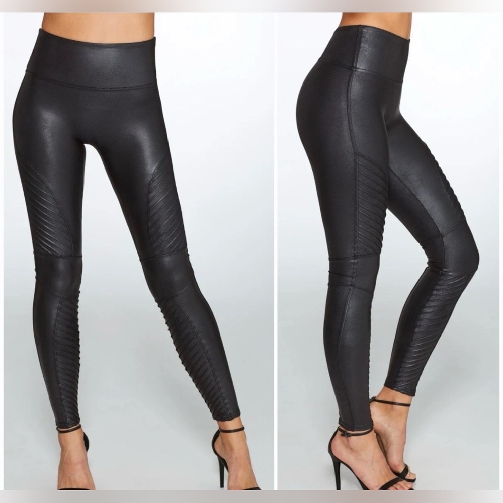 Spanx faux leather moto leggings, small